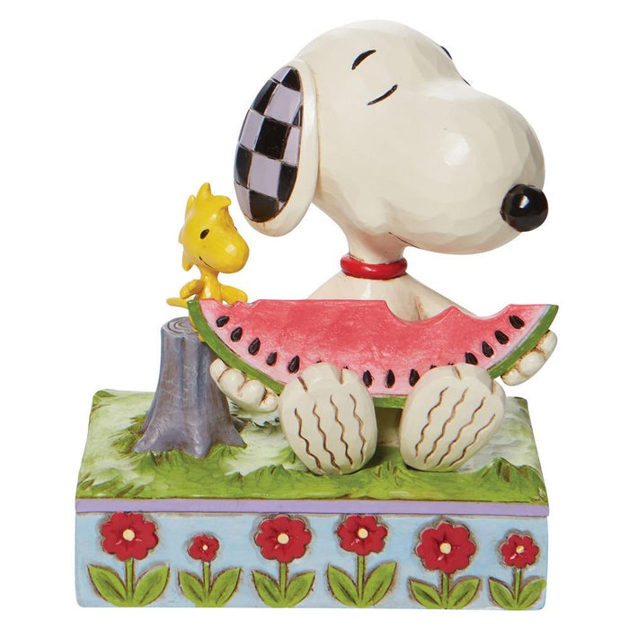 Jim Shore x Peanuts - Snoopy & Woodstock Eating Watermelon Figurine 6010113