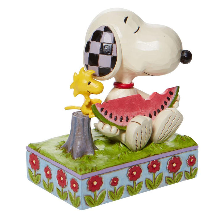 Jim Shore x Peanuts - Snoopy & Woodstock Eating Watermelon Figurine 6010113