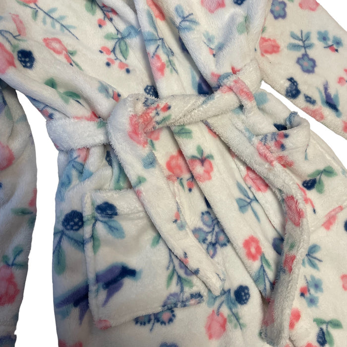 John Lewis Dressing Gown Age 7 White Floral Hooded