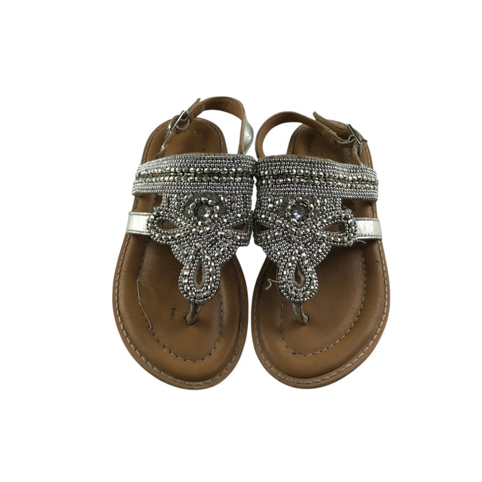 John Lewis size UK 12 (jr) silver gem sandals