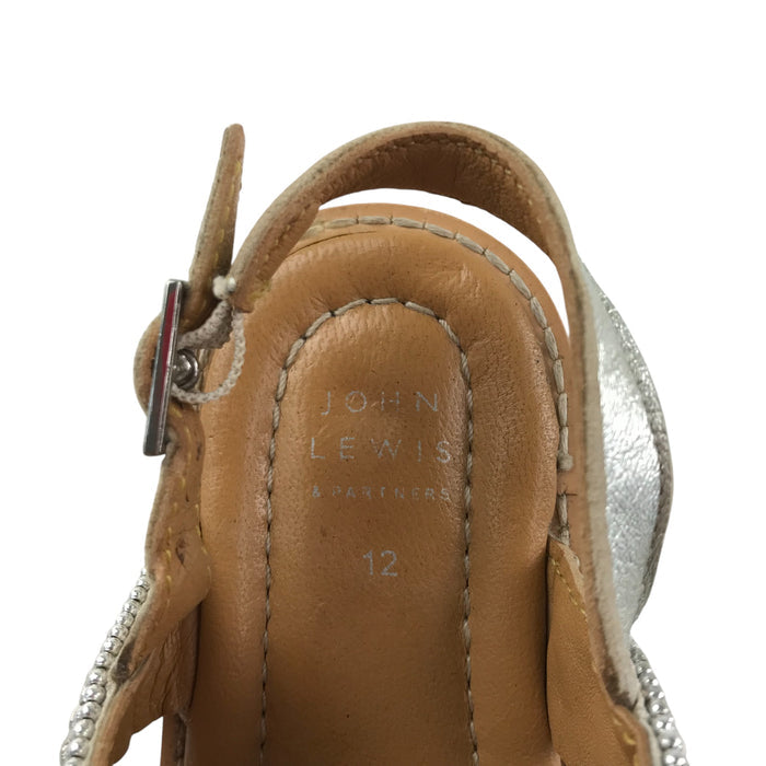 John Lewis size UK 12 (jr) silver gem sandals