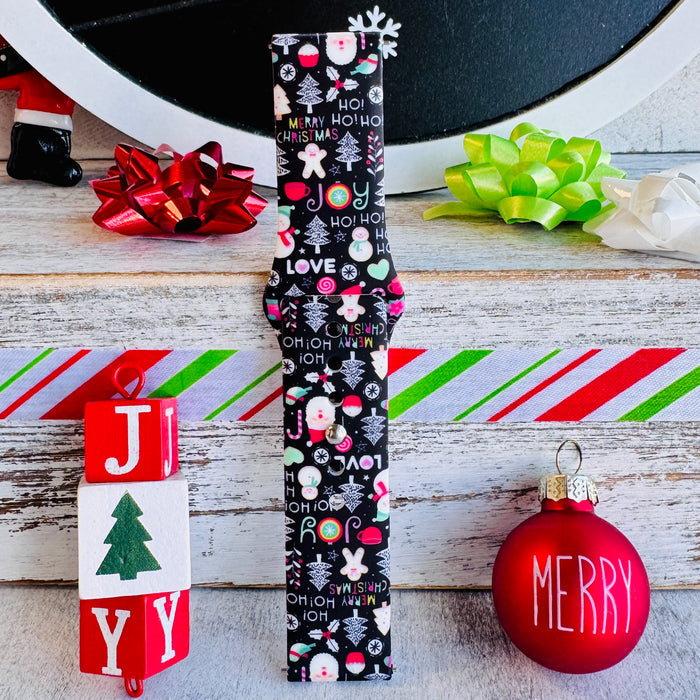 Single Jolly Wrist-mas Samsung watch band strap with JOY blocks and a Merry ornament