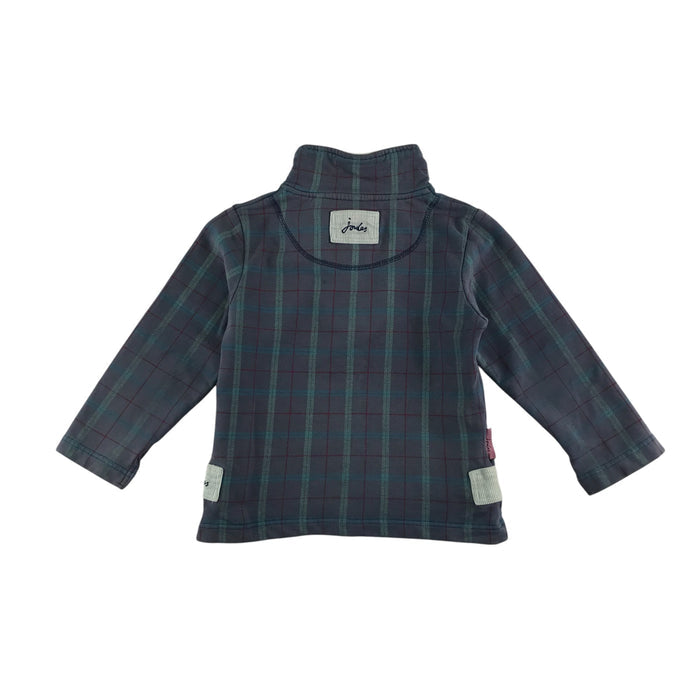 Joules 4-5 years blue checked quarter zip sweater