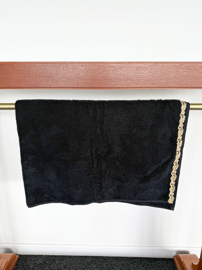 La Perla Black Towel Gold Lace Trim Towel