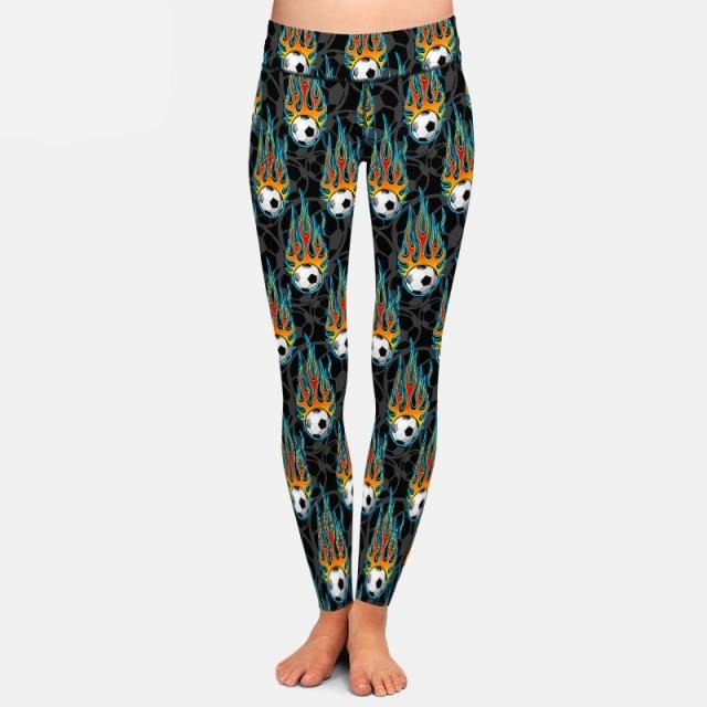 Ladies 3D Assorted Flaming Balls Printed Leggings