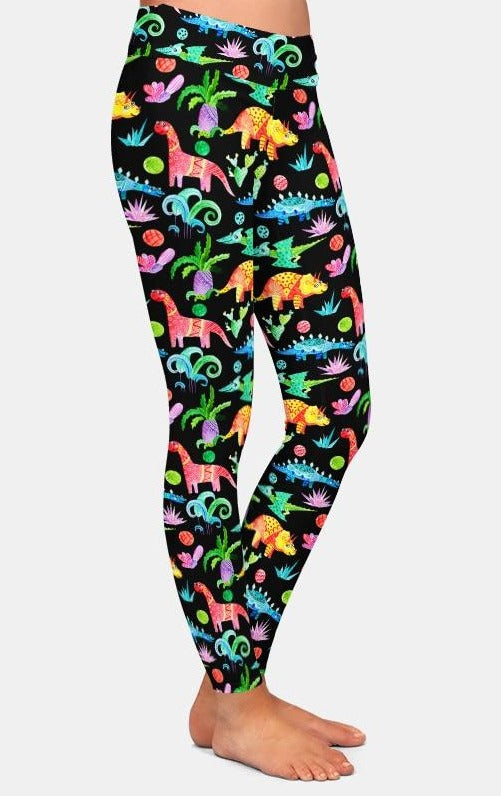 Ladies 3D Cartoon Dinosaurs Printed Leggings