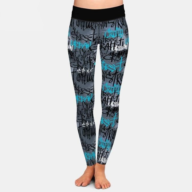 Ladies 3D Doodle/Letters Digital Printed Leggings