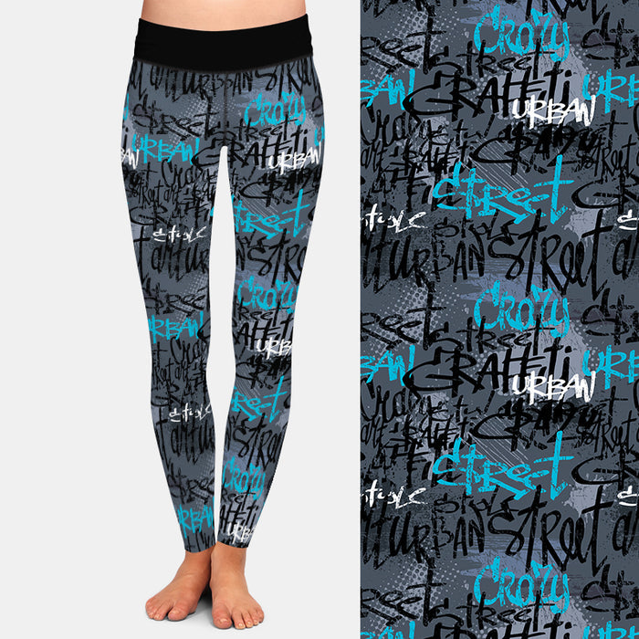 Ladies 3D Doodle/Letters Digital Printed Leggings