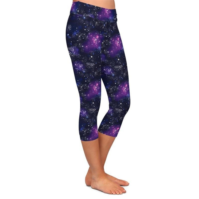 Ladies 3D Galaxy Digital Printed Capri Leggings