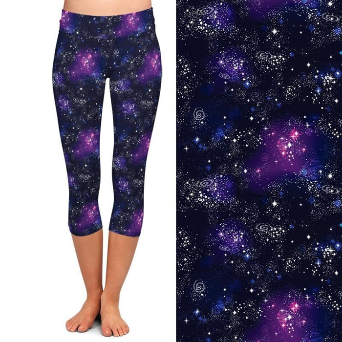 Ladies 3D Galaxy Digital Printed Capri Leggings