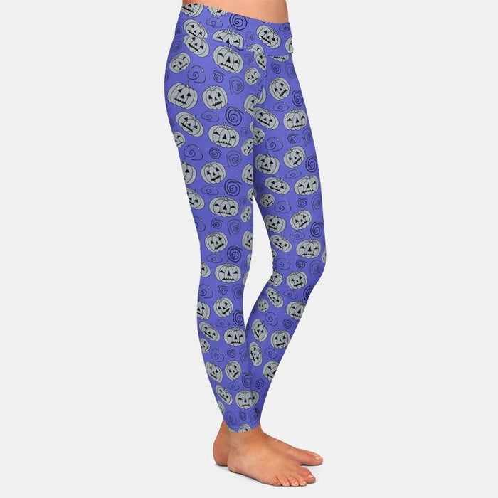 Ladies 3D Grey Pumpkins Printed Leggings