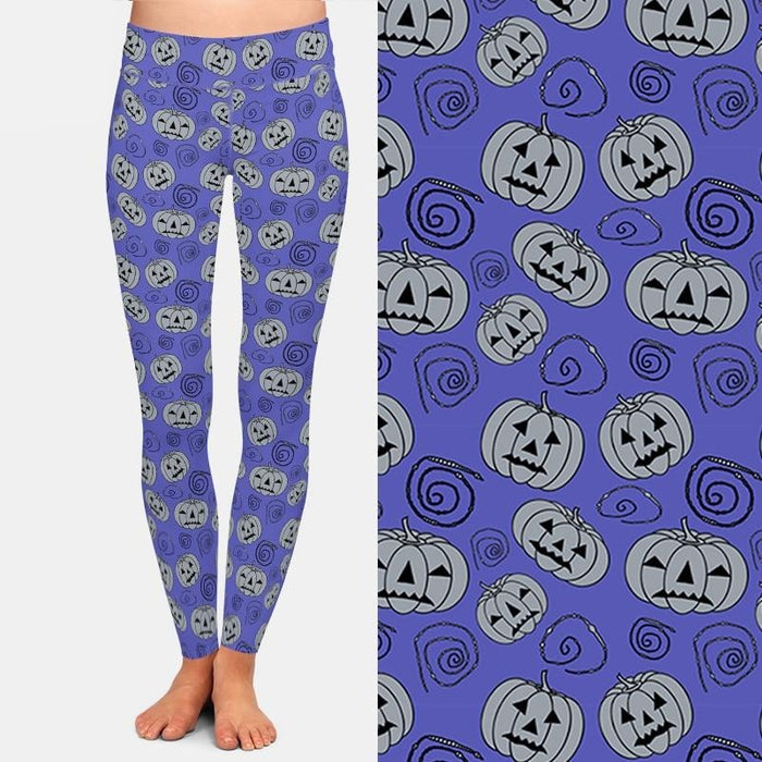 Ladies 3D Grey Pumpkins Printed Leggings