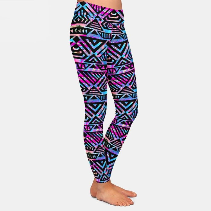 Ladies 3D Hand-Painted Tribal Style Printed Leggings