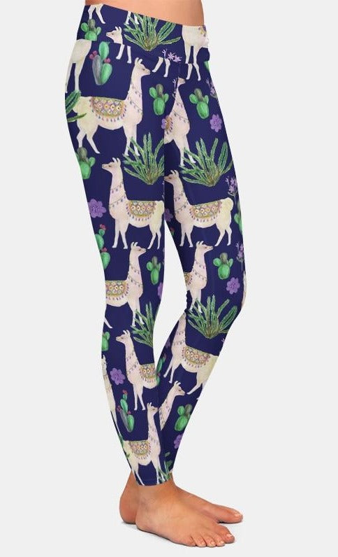 Ladies Alpaca & Cactus Printed Leggings