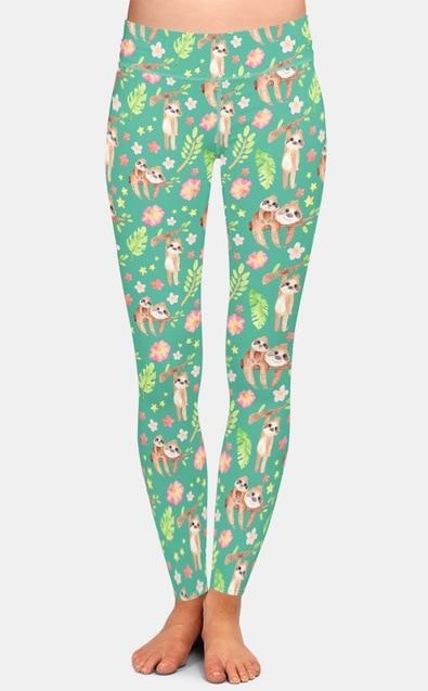 Ladies Assorted 3D Cute Cartoon Sloth Printed Leggings