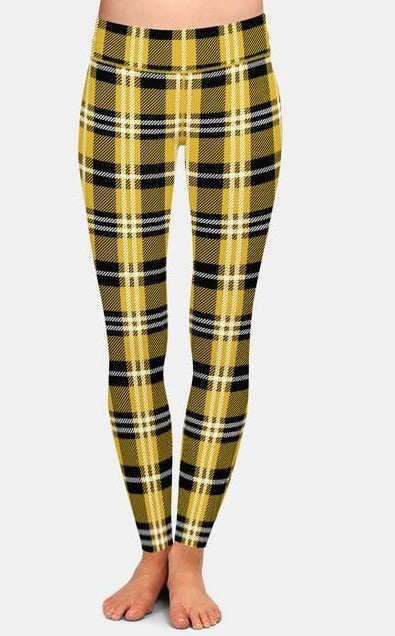 Ladies Assorted Plaid Printed Leggings