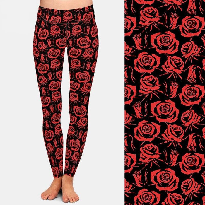 Ladies Beautiful 3D Rose Printed Leggings
