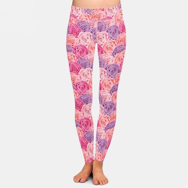 Ladies Beautiful 3D Rose Printed Leggings