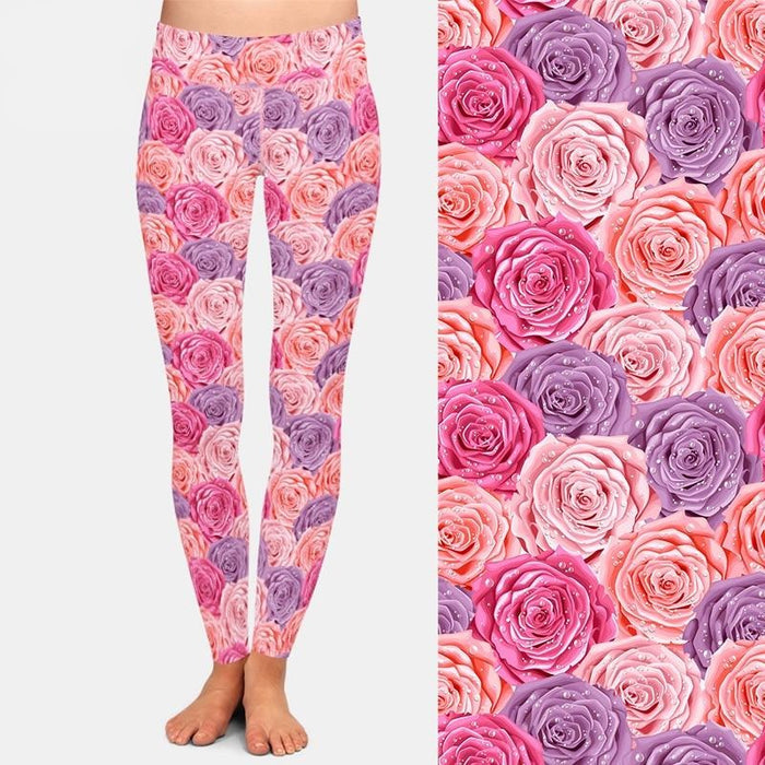 Ladies Beautiful 3D Rose Printed Leggings