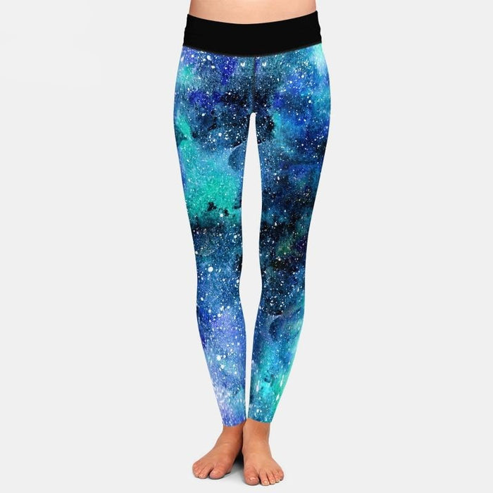 Ladies Beautiful 3D Watercolour Space Printed Leggings