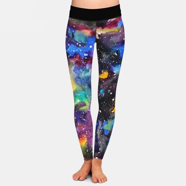 Ladies Beautiful 3D Watercolour Space Printed Leggings