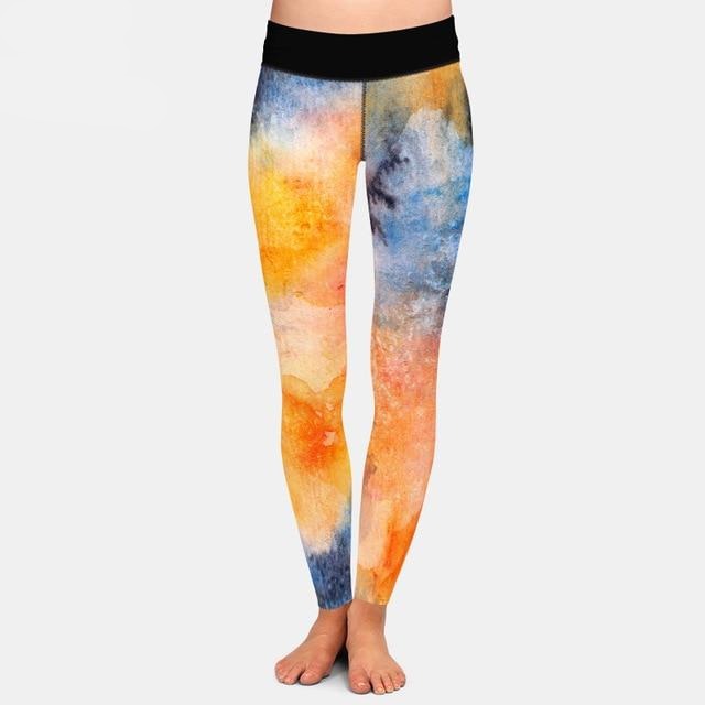 Ladies Beautiful 3D Watercolour Space Printed Leggings