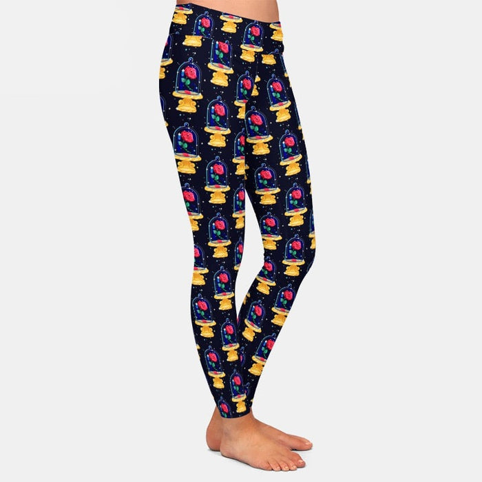 Ladies Belle Rose Printed Brushed Leggings