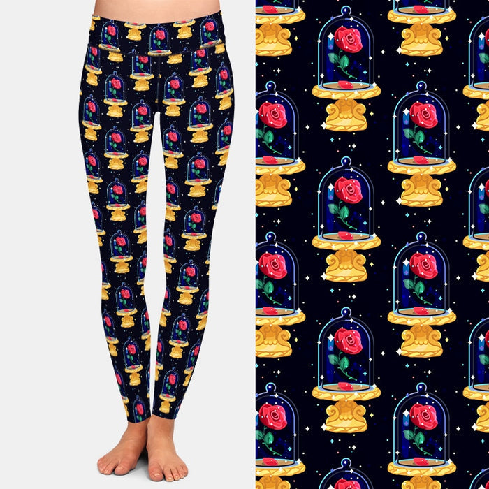 Ladies Belle Rose Printed Brushed Leggings