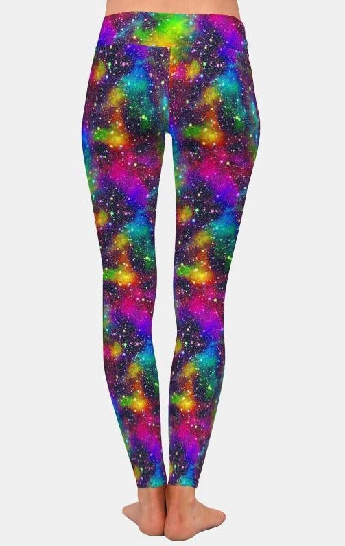 Ladies Colourful Rainbow Universe Printed Leggings