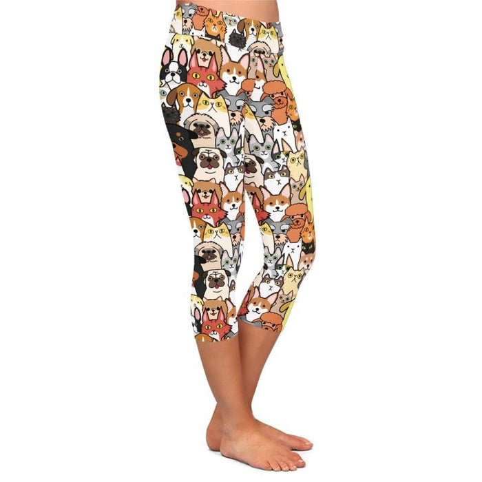 Ladies Cute Cartoon Animals Printed Capri Leggings