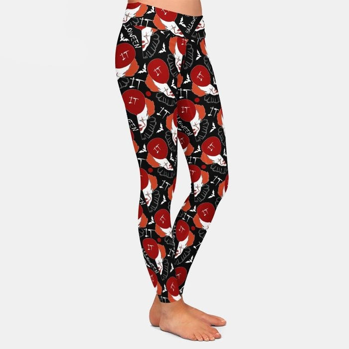 Ladies Fashion 3D Halloween, Scary Clowns & Balloons Printed Leggings