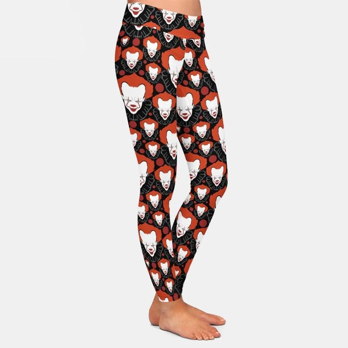 Ladies Fashion 3D Halloween, Scary Clowns & Balloons Printed Leggings