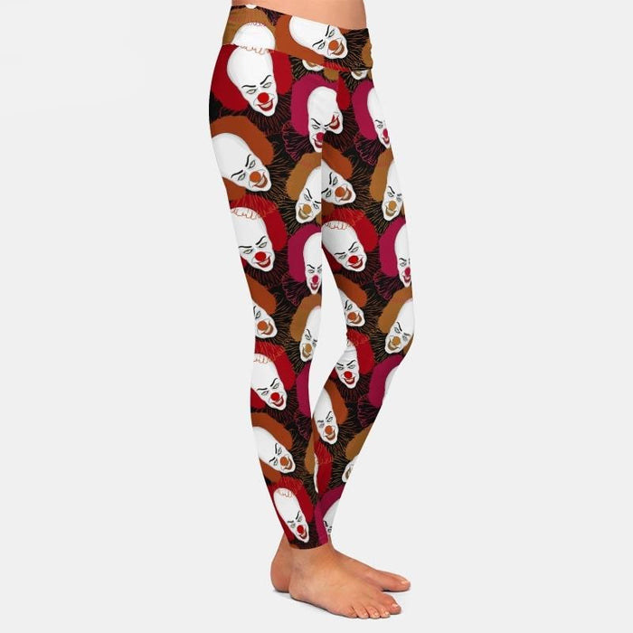 Ladies Fashion 3D Halloween, Scary Clowns & Balloons Printed Leggings