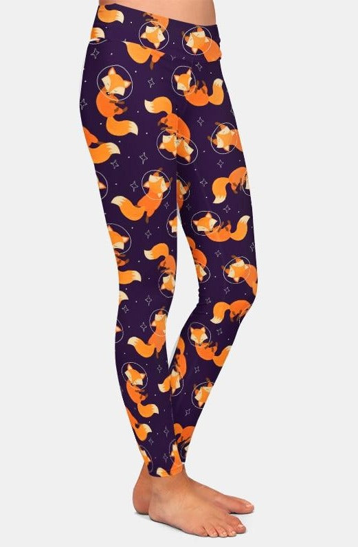 Ladies Fashion Cartoon Fox Printed Leggings