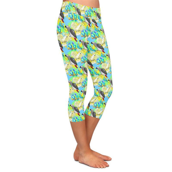 Ladies Gorgeous Birds Printed Capri Leggings