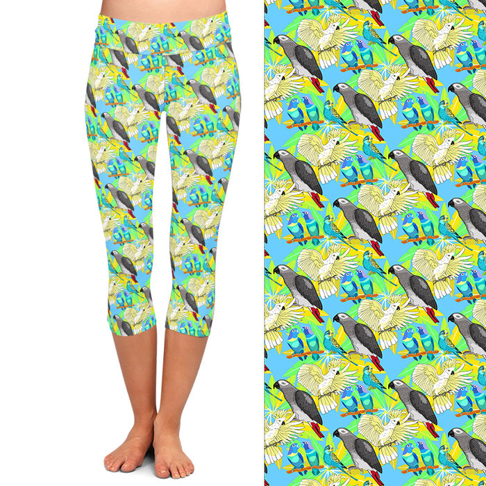 Ladies Gorgeous Birds Printed Capri Leggings