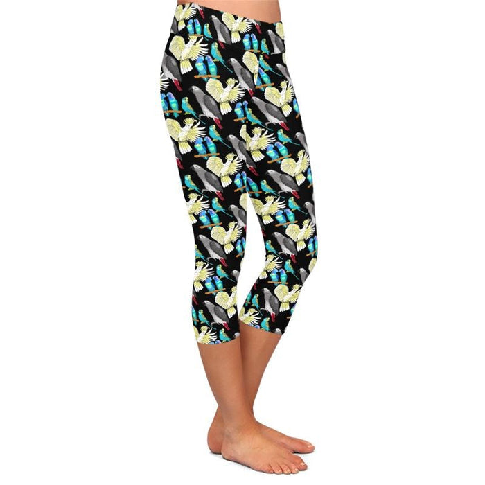Ladies Gorgeous Birds Printed Capri Leggings