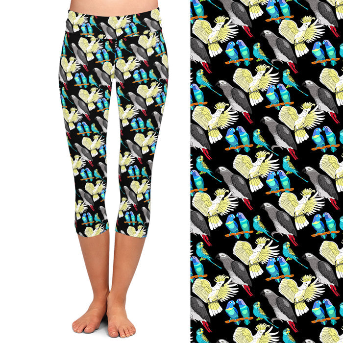 Ladies Gorgeous Birds Printed Capri Leggings