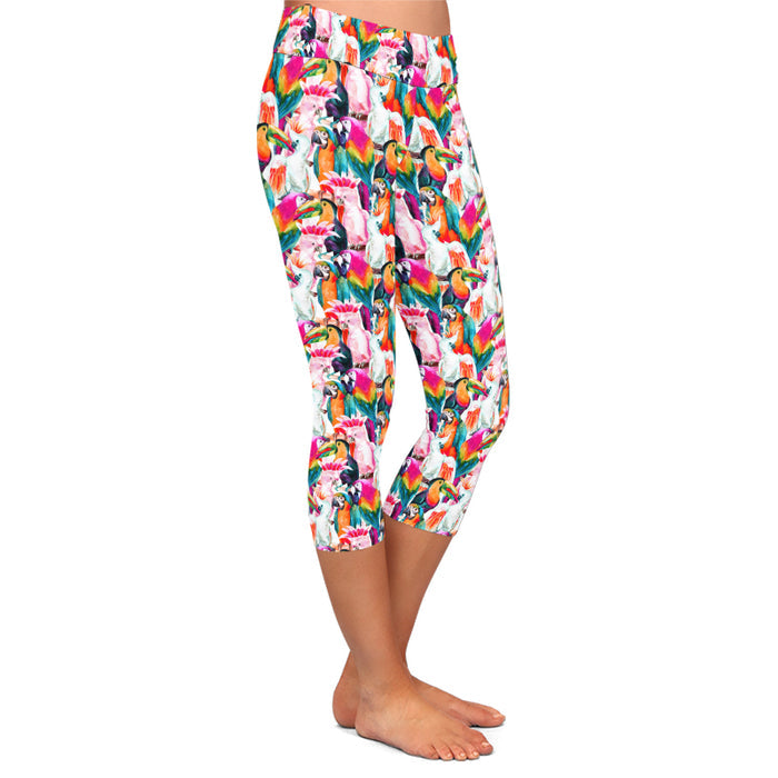 Ladies Gorgeous Birds Printed Capri Leggings