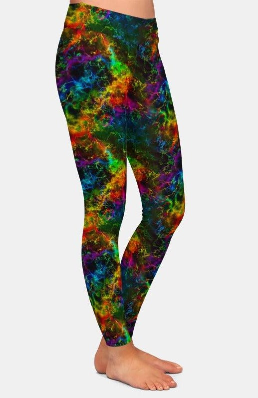 Ladies Gorgeous Bright Coloured Galaxy Printed Leggings