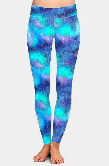 Ladies Gorgeous Bright Coloured Galaxy Printed Leggings