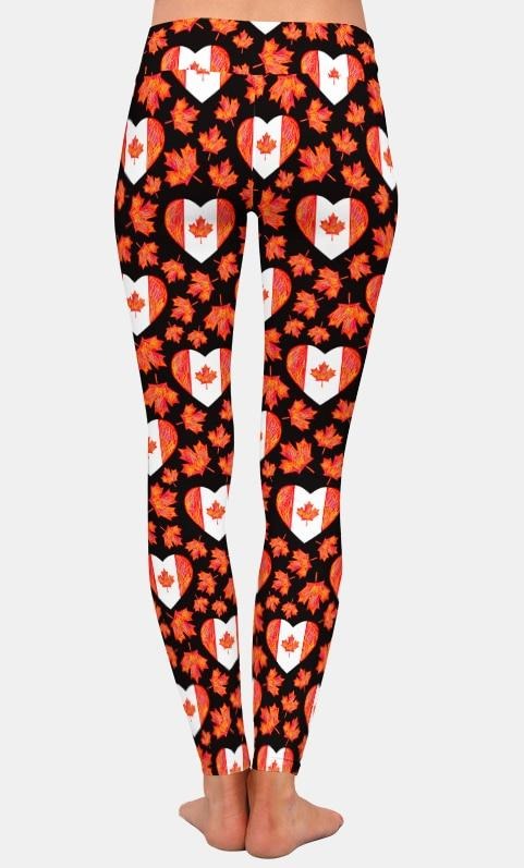 Ladies Hearted Maple Leaf Printed Leggings