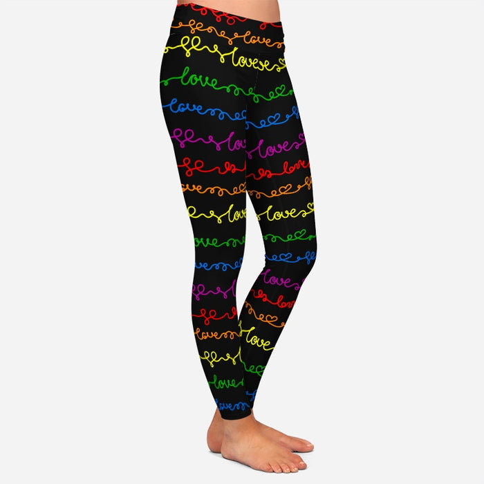 Ladies Love Words & Hearts Handwritten Printed Leggings