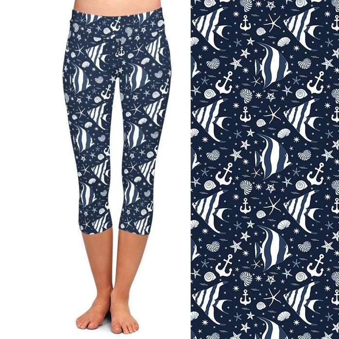 Ladies Nautical Printed Capri Leggings
