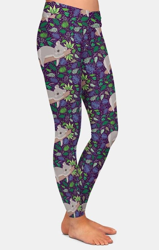 Ladies New Cartoon Sleeping Koala Printed Leggings