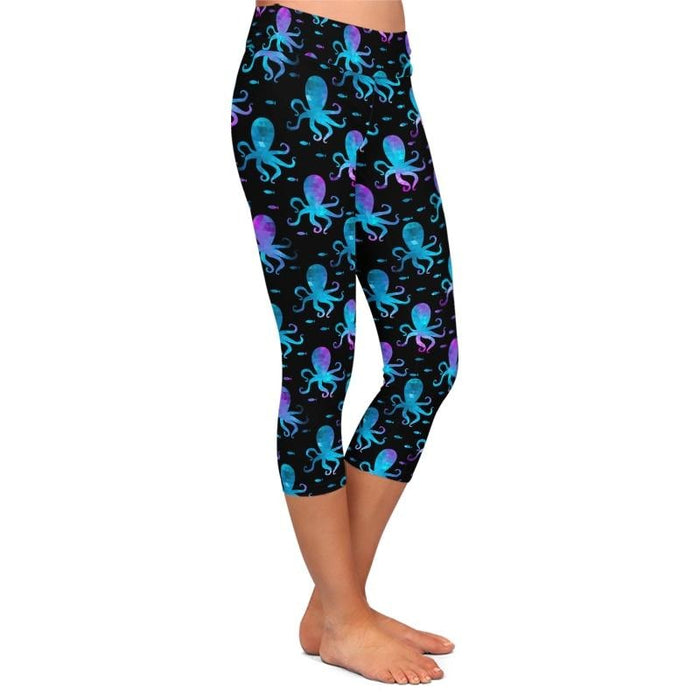 Ladies New Octopus Printed Capri Leggings