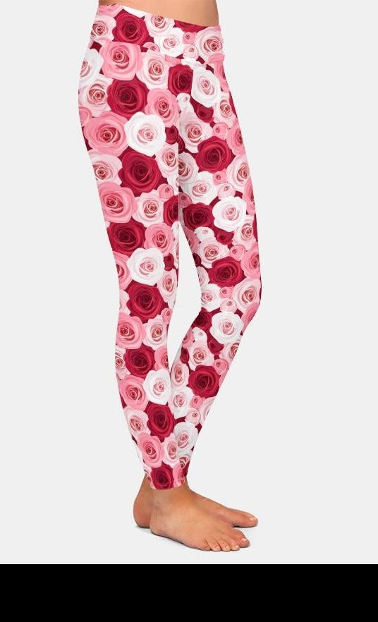 Ladies Stunning Rose Printed Leggings