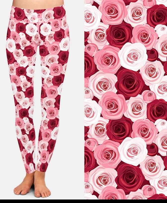 Ladies Stunning Rose Printed Leggings