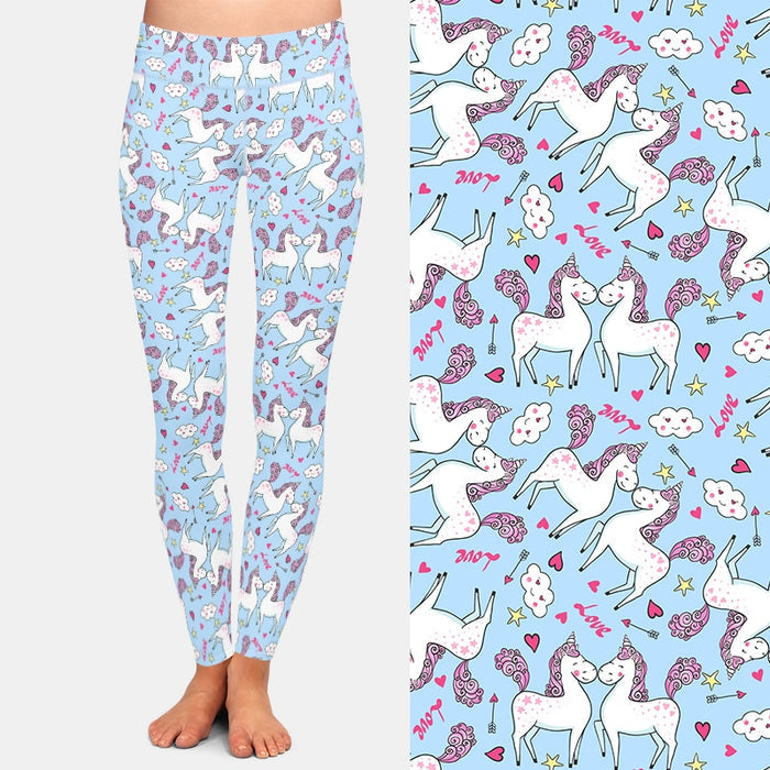 Ladies Sweet Unicorn Love Digital Printed Leggings