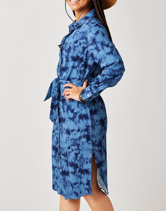 Lana Dress: Navy Tie Dye - FINAL SALE